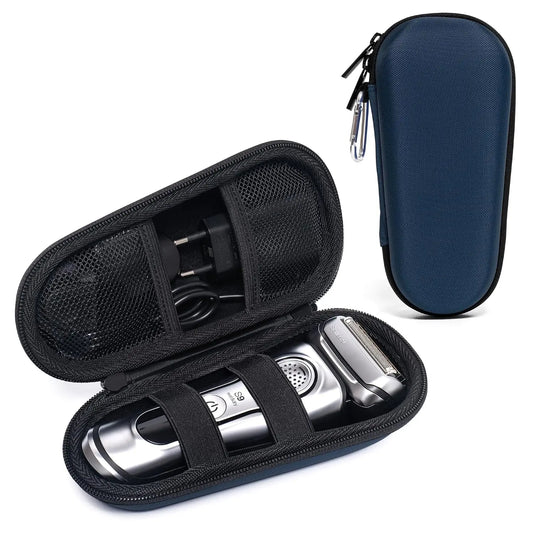 Electric Shaver Travel Case for Braun Series 3/5/6/7/8/9 - Hard EVA Storage Bag with Dual Straps, Charger & Accessories, Light Blue