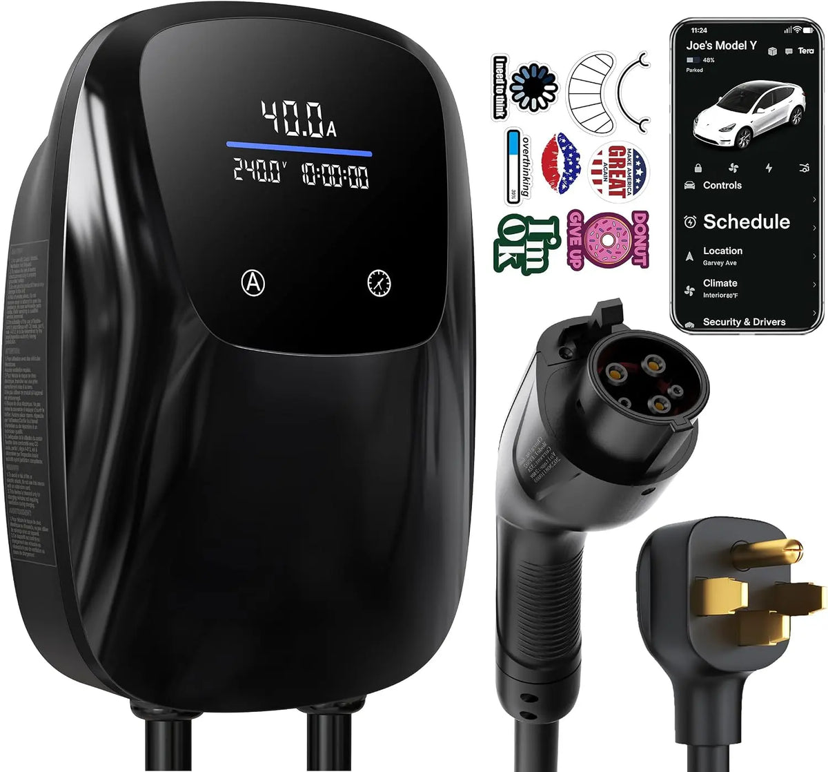 Tera Electric Vehicle Charger J1772: ETL Certified Level 2 40 Amp 240 Volt DIY Stickers Home EVSE