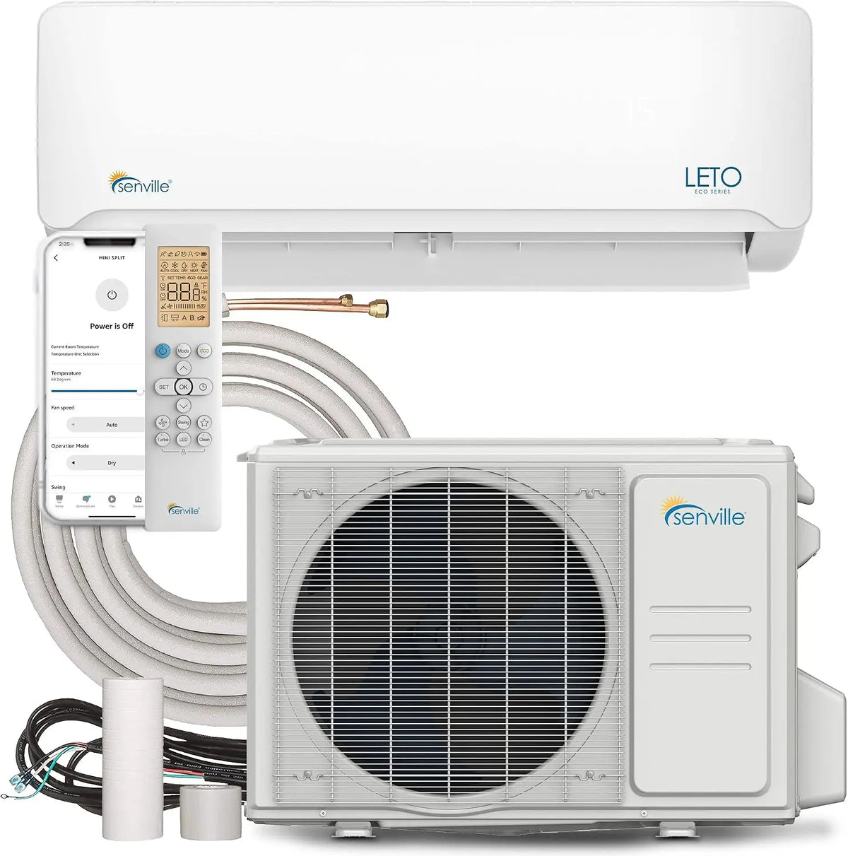 Senville LETO Mini Split Air Conditioner - Heat Pump, White, 9000 BTU