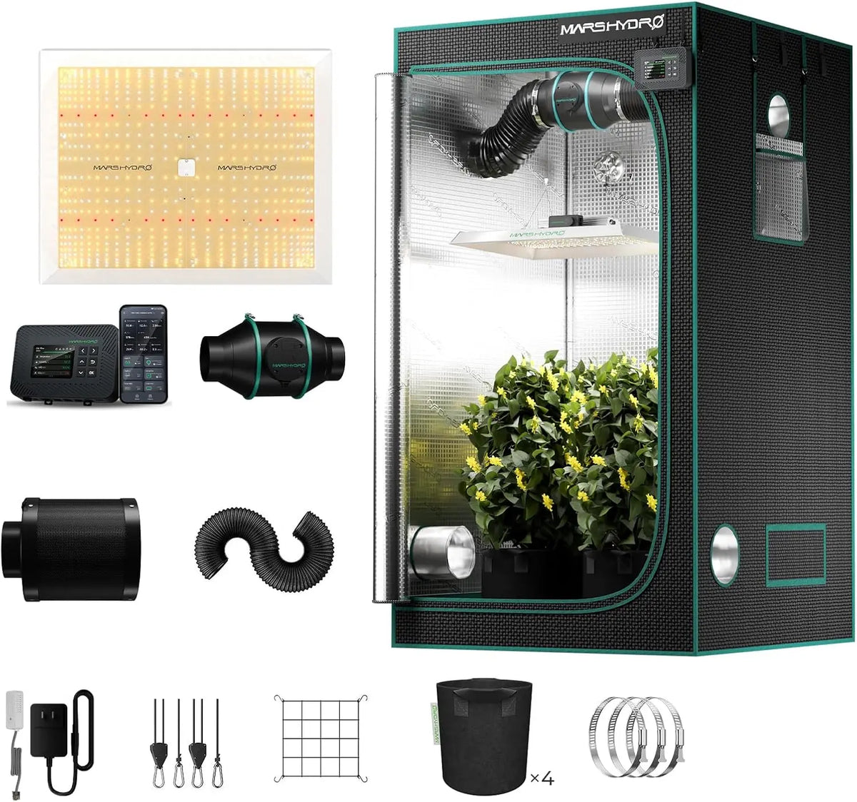 MARS HYDRO 4x4 Smart Grow Tent Kit - With TSW2000 with iControl Controller