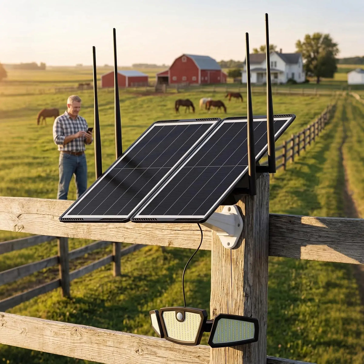 Solar WiFi Extender Outdoor with Motion Sensor Light - 1200Mbps Dual Band WiFi Repeater, 30W Solar Panel, 30000mAh Battery, Garden & Ranch