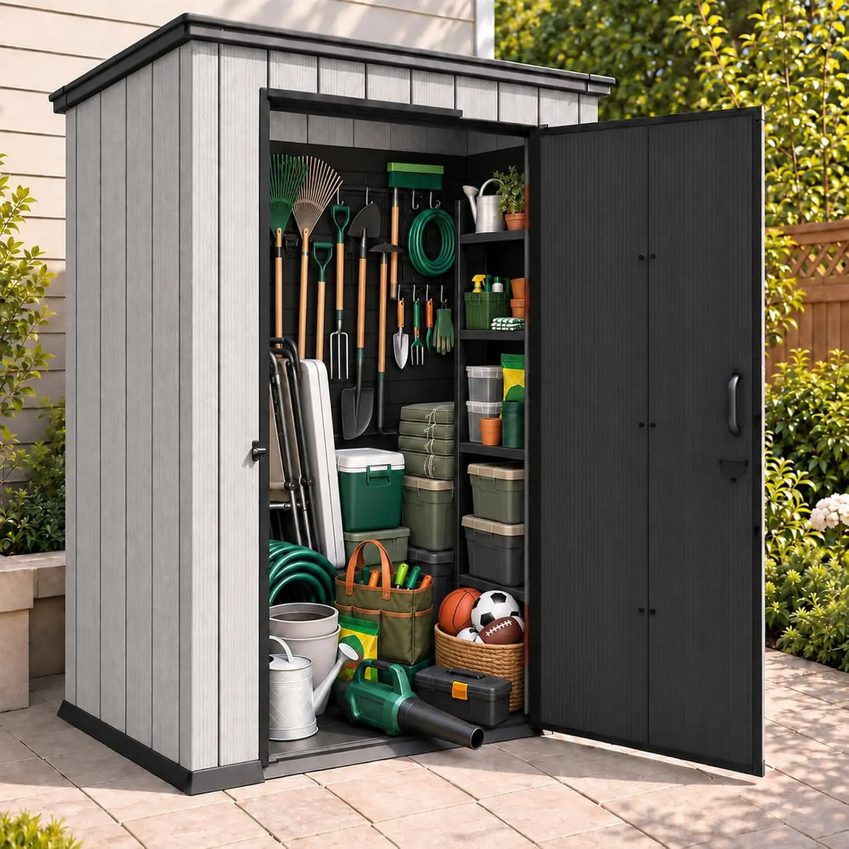 5x3 FT Lean‑to Resin Storage Shed - 61 Cu. Ft. Waterproof Outdoor Garden House