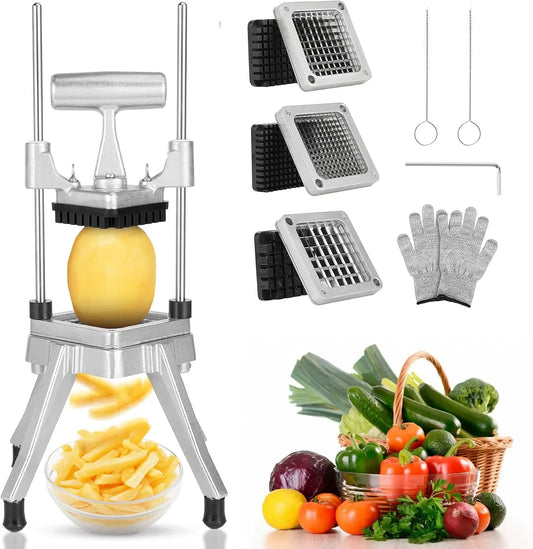 WICHEMI Commercial Vegetable Chopper Dicer Manual Food Cutter w/ - 3 Blades