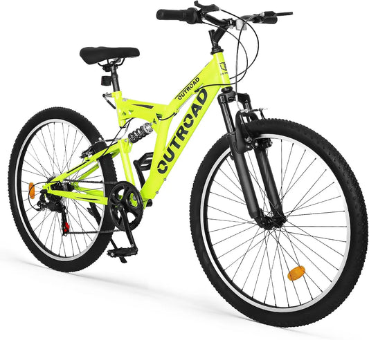 Max4out - 26 Inch 7-Speed Mountain Bike Dual Full Suspension High-Carbon Steel for Men Women Adult