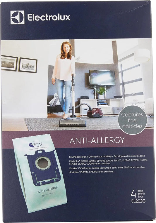 Electrolux EL202G S-Bag Anti-Allergy Synthetic Vacuum Bags - 4 Pack, Blue