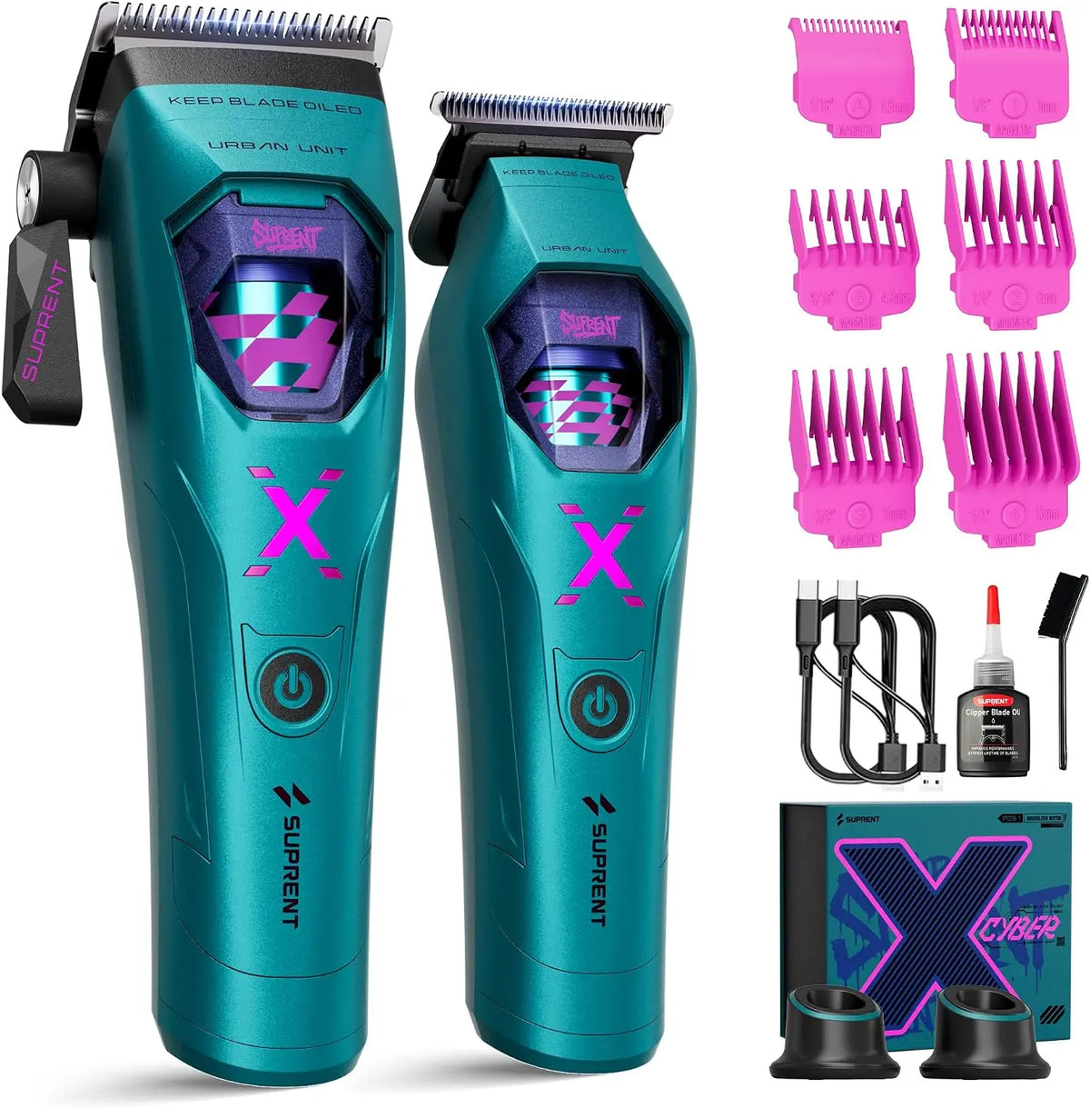SUPRENT X-Cyber Pro Hair Clippers - 8000RPM Brushless Outer Rotor Motor