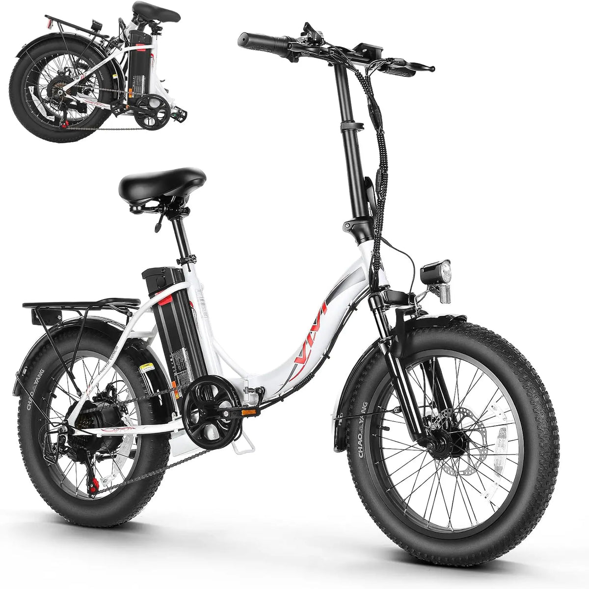 Vivi MT20UL Foldable Electric Bike 20 Inch x3.0 Fat Tire Electric Bike with 48V 499.2WH Removable Battery - 500W, Up to 50 Miles EBike, 7-Speed