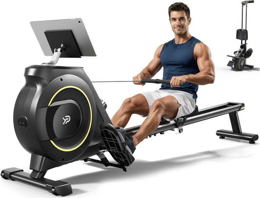 Rowing Machine for Home - 350 LB Capacity, 16-Level Silent Resistance, Magnetic Rowing Machines for Home Foldable