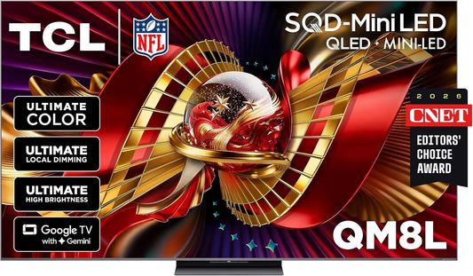 TCL 85 Inch QM8L Series SQD-Mini LED QLED 4K Smart Google TV 85QM8L - 2026