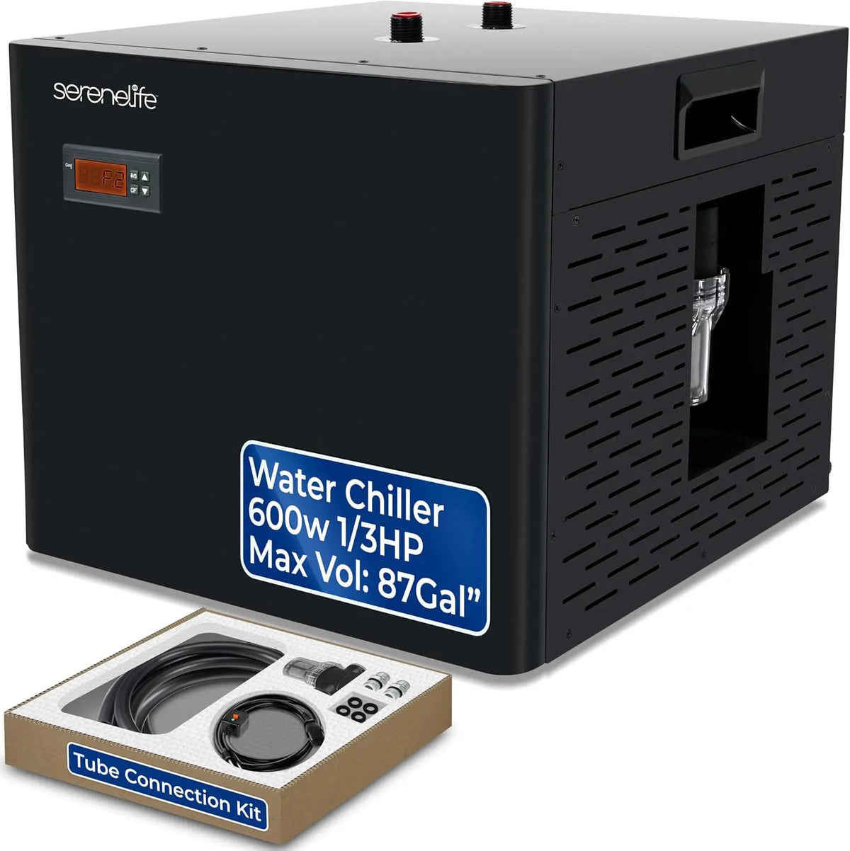 SereneLife Cold Plunge Chiller System - 1/3 HP 600w, 79 Gal Max Volume Ice Bath Water Chiller - With Quiet Design Cooling Refrigeration Compressor