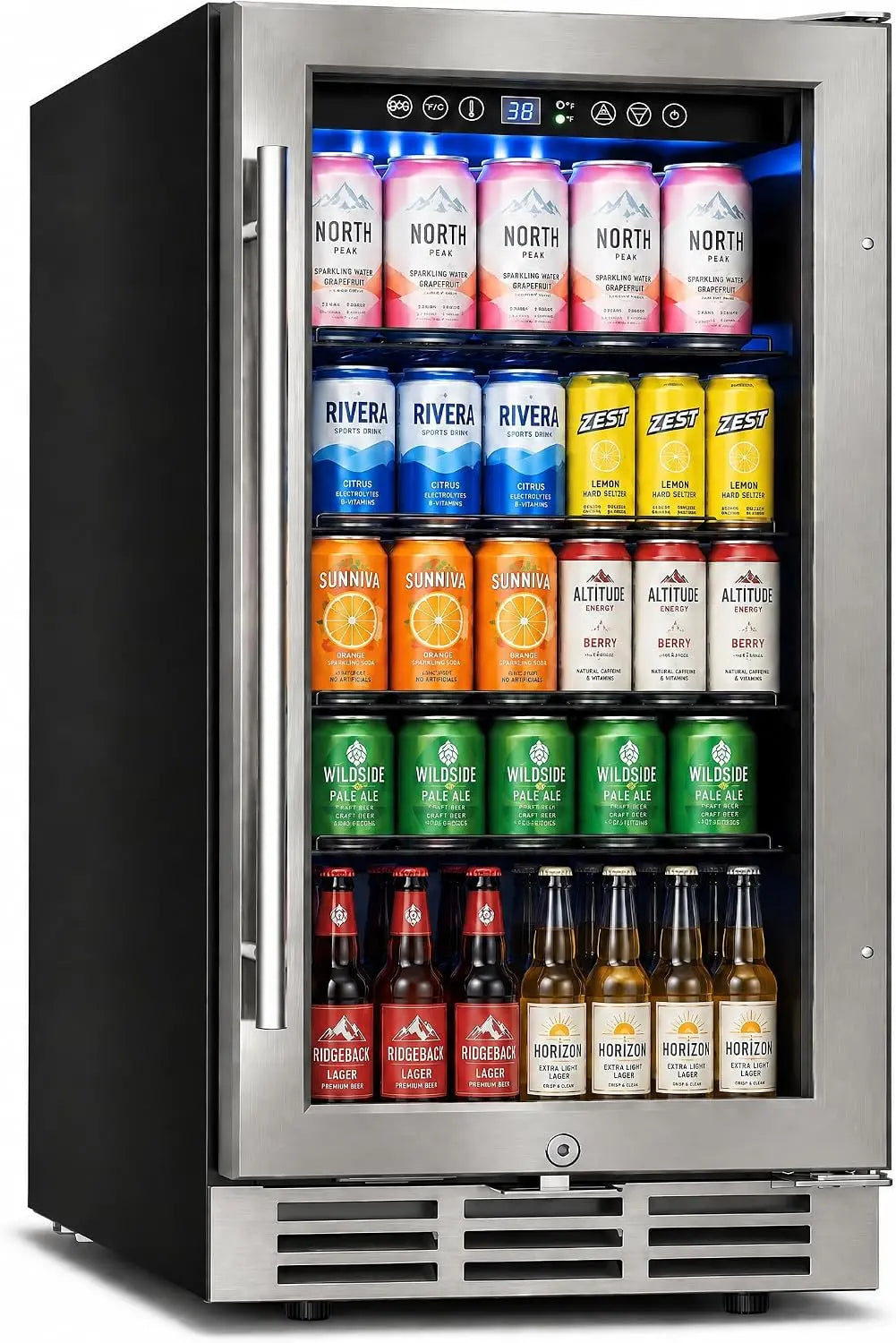 Icyglee 15Beverage Refrigerator - 126Can Under Counter Refrigerator, Silver