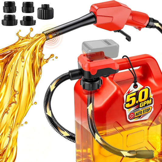 5GPM - Cordless Fuel Transfer Pump - Battery Powered Auto Stop Gas Can Pump