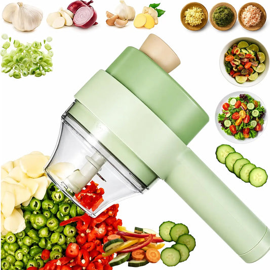 4 in 1 Electric Vegetable chopper hand held - Ninja Food Chopper, Mini Fruit Slicer, Garlic Chopper, Egg whisk and Meat Mincer