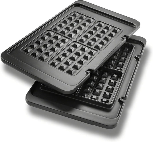 DeLonghi America DLSK152 Livenza All-Day Combination Contact Grill & Open Barbecue Waffle Plates - Black