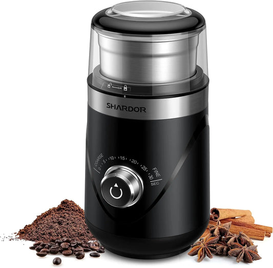 SHARDOR Electric Super Silent Blade Coffee Grinder - Timed Grind Control Rotary Knob, Adjustable Coarse to Fine for Coffee Beans, Spices & Herbs
