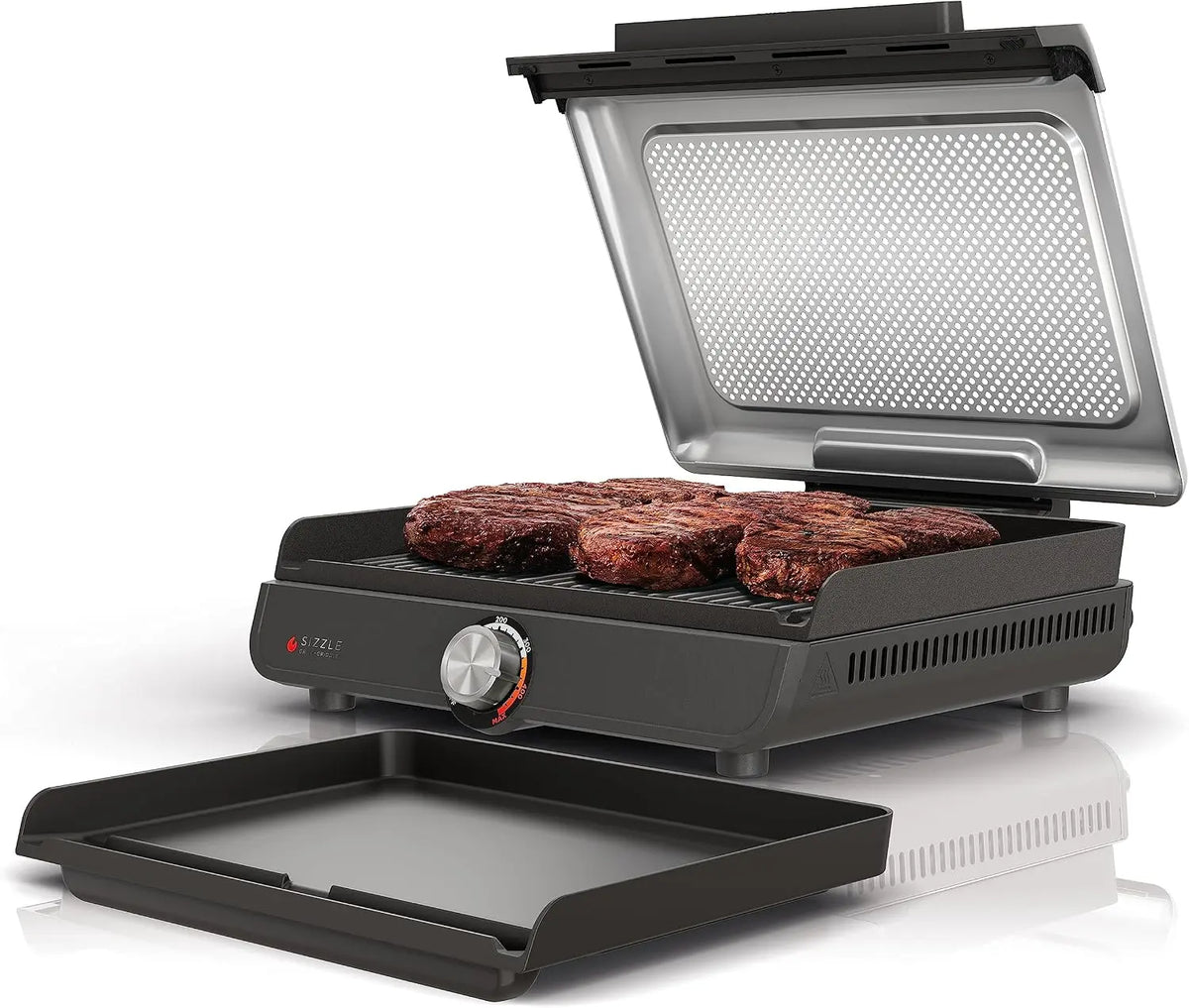 Ninja Sizzle Indoor Grill & Griddle - 14'', 500°F, Gray/Silver, GR101