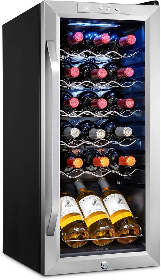 Ivation - 18 Bottle Compressor Wine Cooler Refrigerator w/Lock