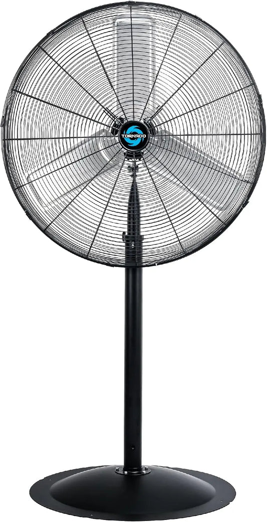 Tornado 8850 CFM 30 Inch Pedestal Fan Non-Oscillating High Velocity Fan Stationary - 3 Speed 10 FT Cord Metal, Commercial, Industrial Use