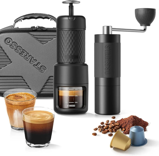STARESSO 2026 Espresso Travel Kit - Portable Espresso Maker with Grinder