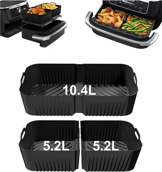 Szyeequoo Silicone Air Fryer Liners Set - 1 Large and 2 Small, for Ninja FlexBasket DZ071 and Instant 9QT Flex Basket