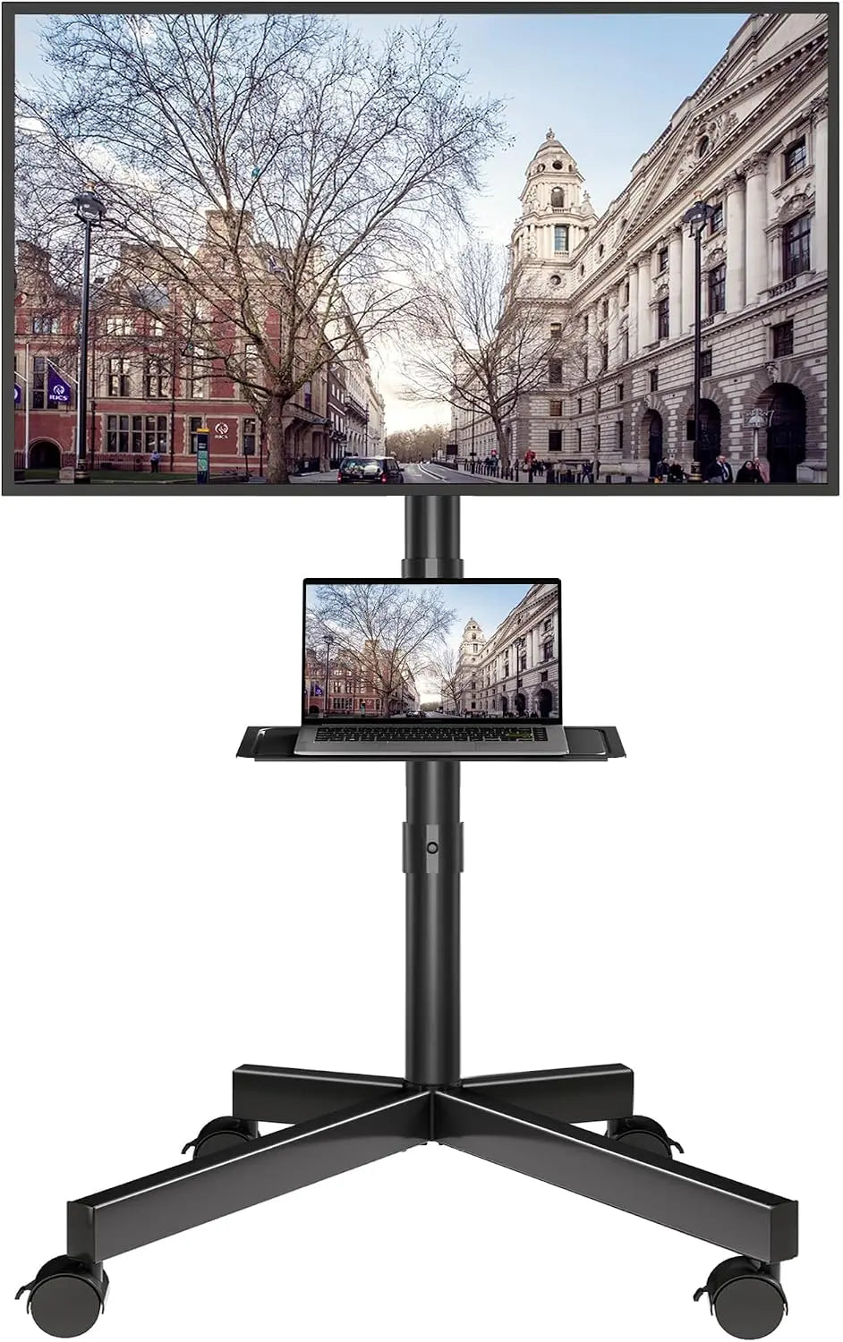 BONTEC Rolling TV Stand with Tilt - Mobile TV Stand Wheels for 23, 65 Inch TVs