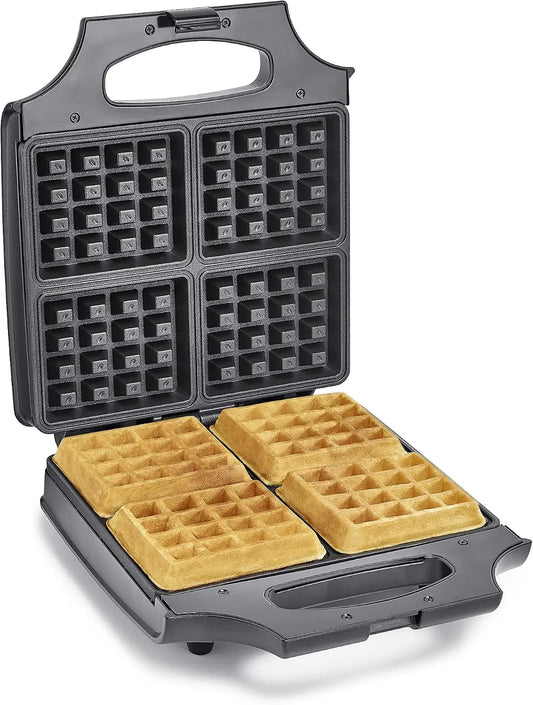 bella Waffle Maker - Nonstick, Extra Large Plates, Stainless Steel/Black