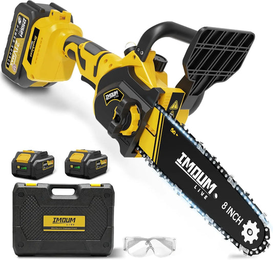 8 Inch Mini Chainsaw - Cutting for Large Jobs, 2x3.0Ah Batteries