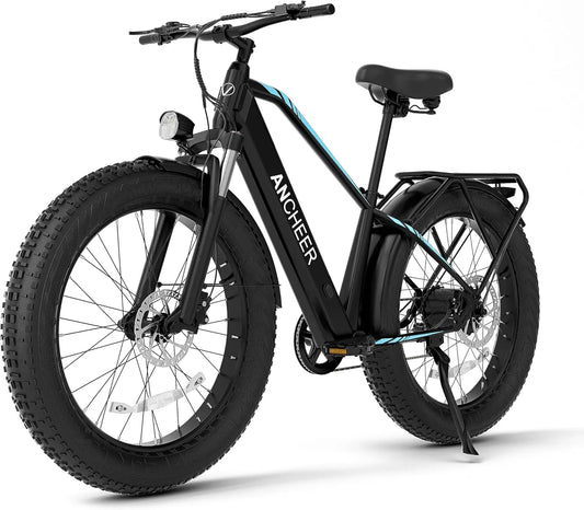 ANCHEER 26 Inch Electric Bike for Adults - 60 Miles Range, 80Nm Max Torque, 48V 15Ah Built-in Battery, 3A Fast Charging, 7 Speed Commuter Ebike