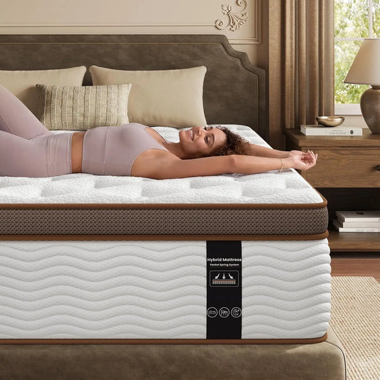 BedStory Queen Size Mattress Medium Firm - 14 Inch Hybrid Mattresses with Orthopedic Spinal Support & Motion Isolation, Individually Pocketed Springs