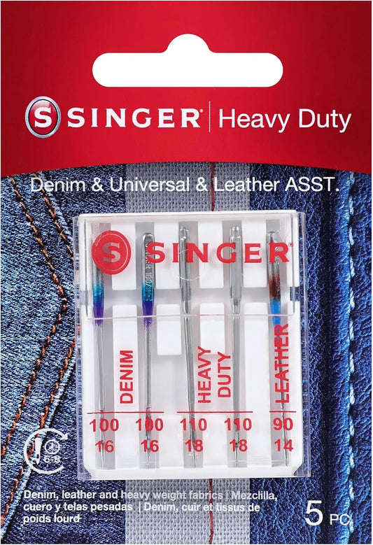SINGER - Heavy Duty Needles 90/14 100/16 110/18 Denim Leather 5-Count
