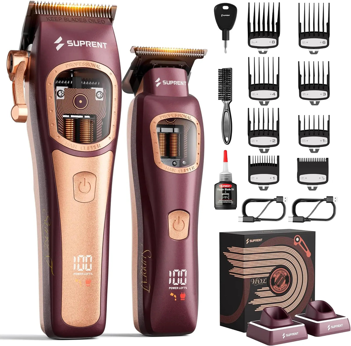 SUPRENT Professional Barber Clippers - 11000 RPM Dual-Coil Vector Motor