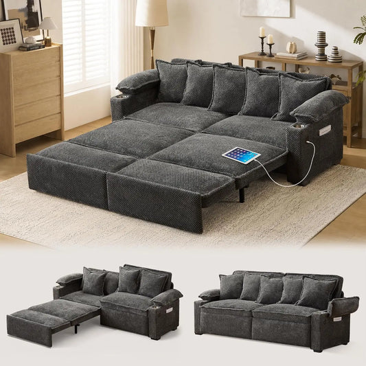 90 Inch Sleeper Sofa - 3-in-1 Pull Out Sofa Bed for Bedroom Living Room