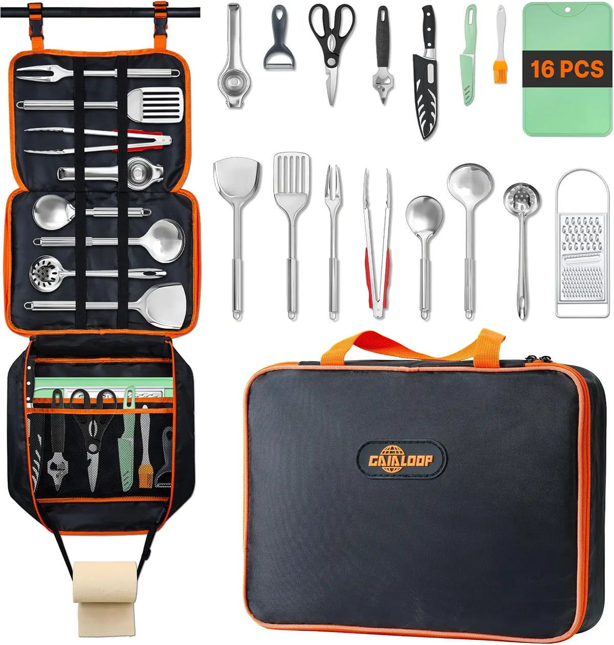 Camping Cooking Utensil Set - With Organizer Bag for Outdoor Cooking