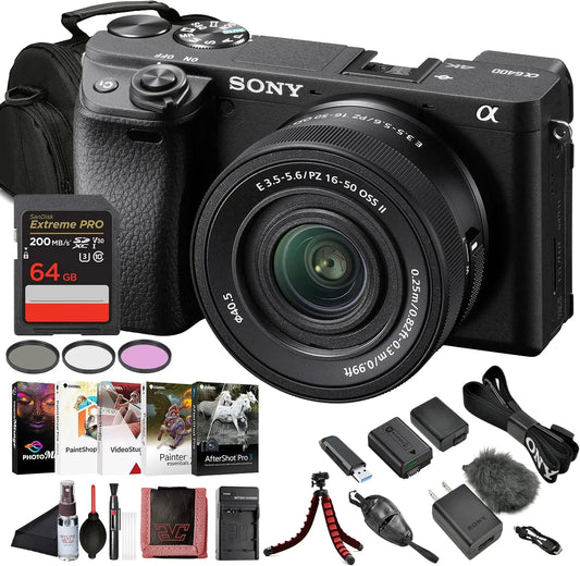 Sony Alpha a6400 Camera - With 16-50mm Lens & Photo Software Bundle